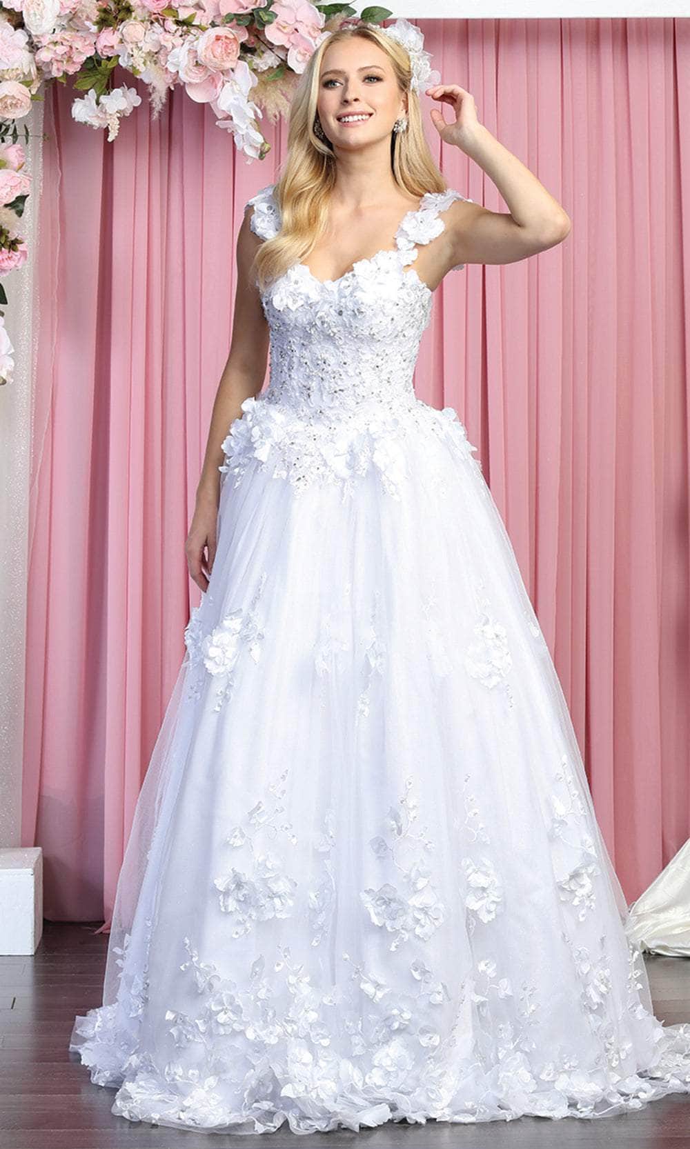 May Queen LK157 - Floral Sleeveless Formal Ballgown Special Occasion Dress