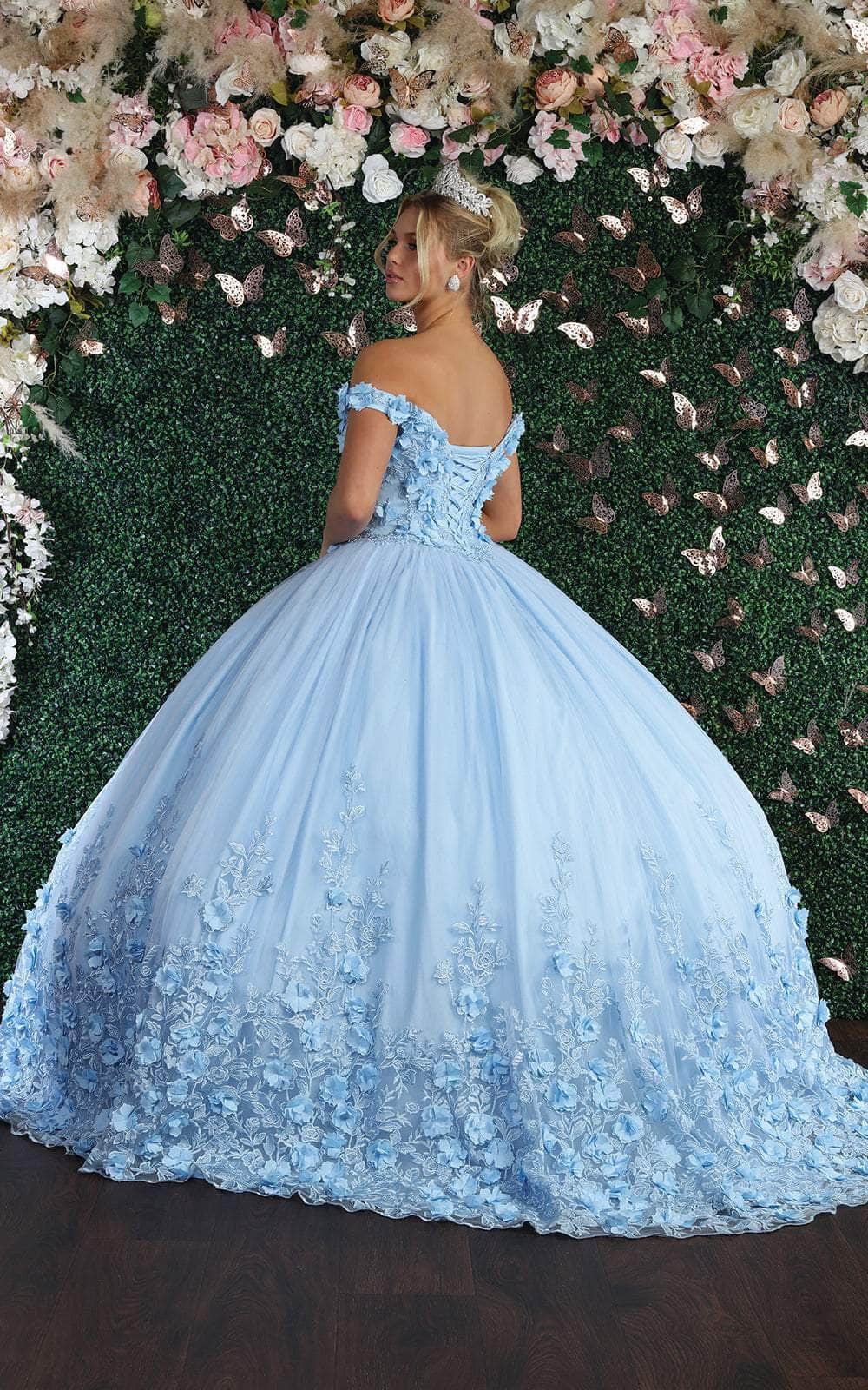 May Queen LK158 - 3D Florals Off Shoulder Ball gown Special Occasion Dress