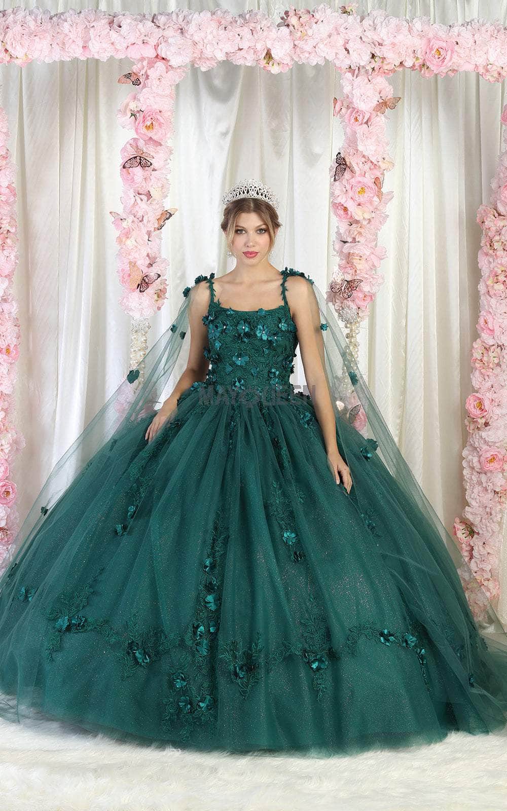 May Queen LK185 - Floral Appliqued Sleeveless Ballgown Special Occasion Dress