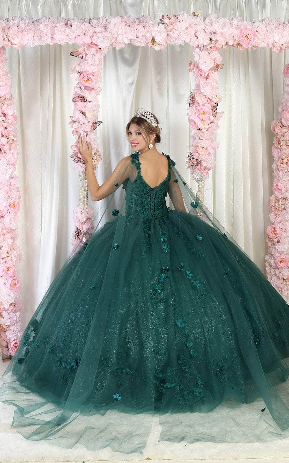 May Queen LK185 - Floral Appliqued Sleeveless Ballgown Special Occasion Dress