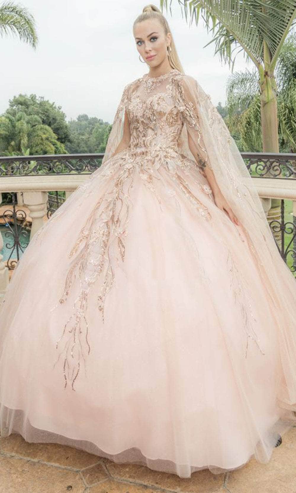 Illusion Floor-Length Tulle Quinceaera Ball Gown May Queen LK212 - Rose Gold / 18 Illusion Floor-Length Tulle Quinceaera Ball Gown May Queen LK212 - Rose Gold / 18