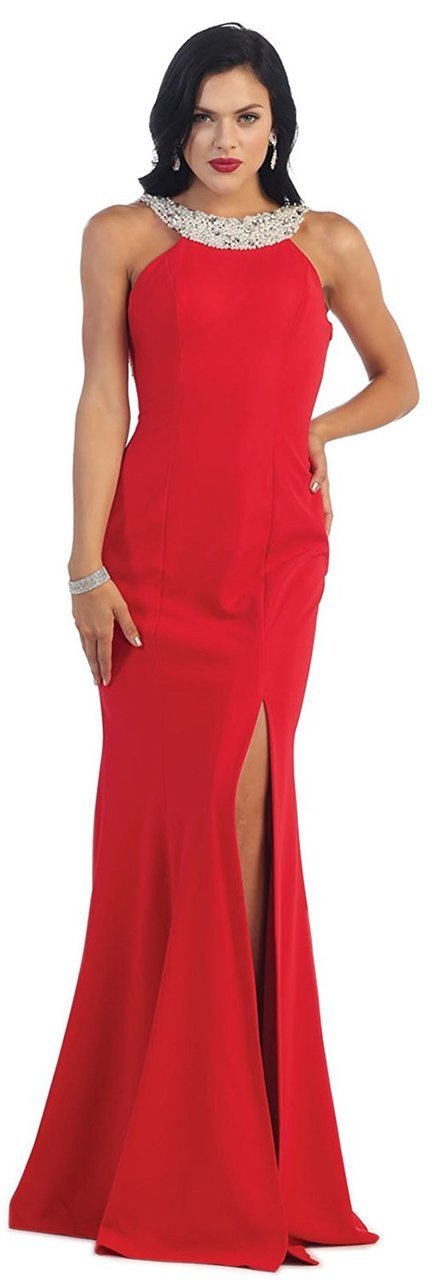 May Queen MQ1290 Open Back Long Dress - 1 pc Red In Size 14 Available CCSALE 14 / Red