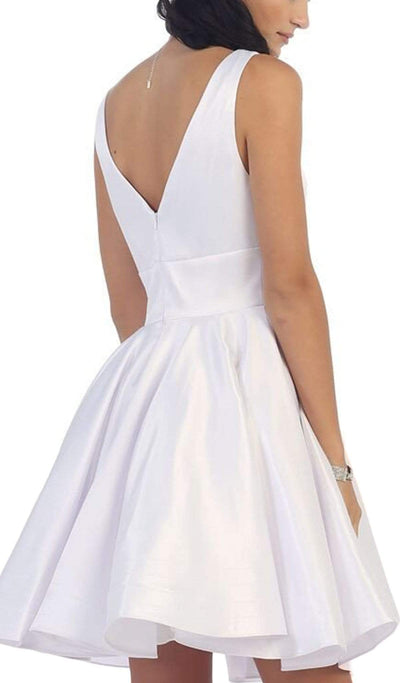 May Queen - MQ1410 Charming V-Neck and Back A-Line Homecoming Dress Special Occasion Dress