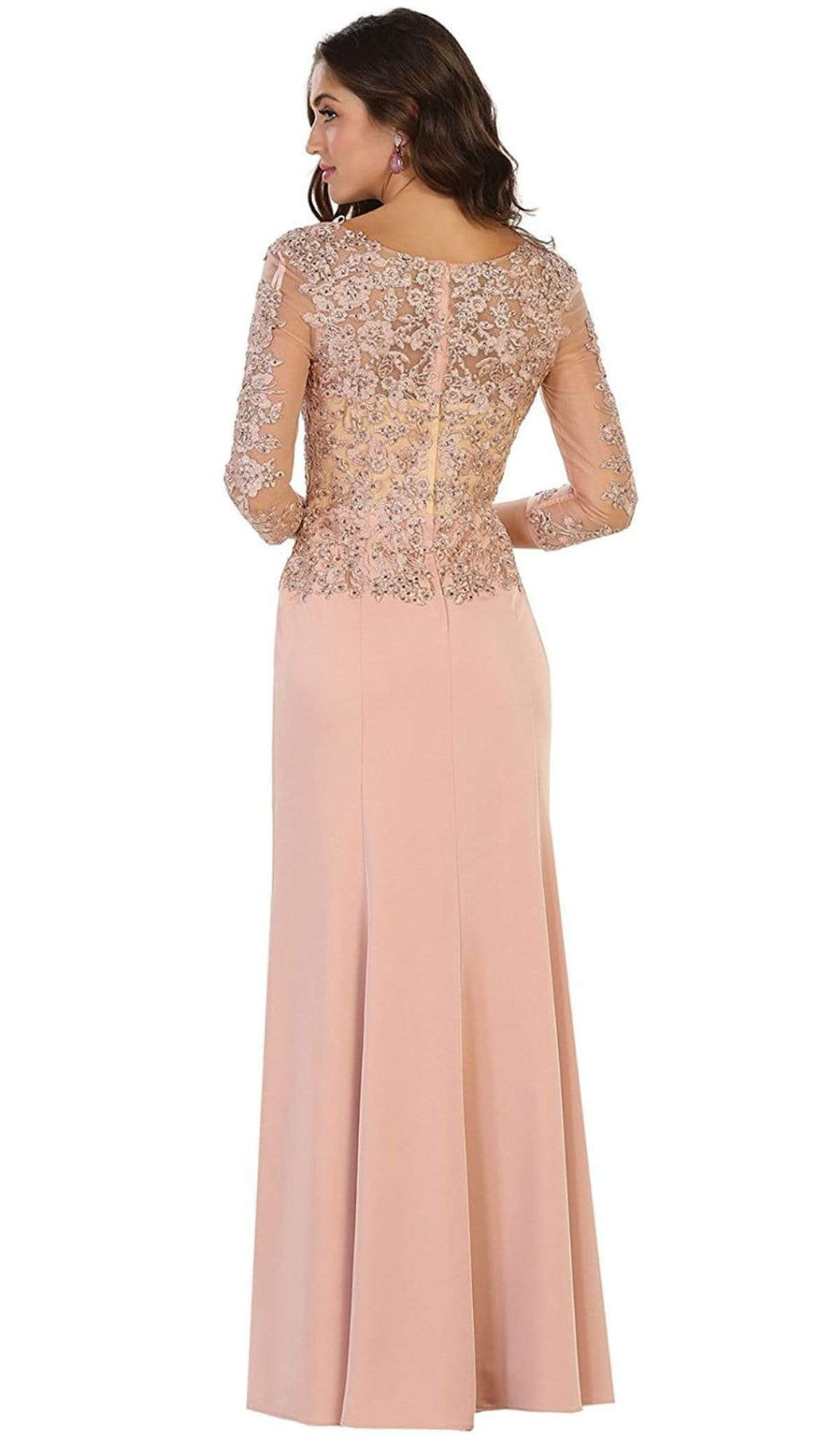 May Queen - MQ1505 Quarter Length Sleeve Lace Sheath Evening Dress Mother of the Bride Dresses