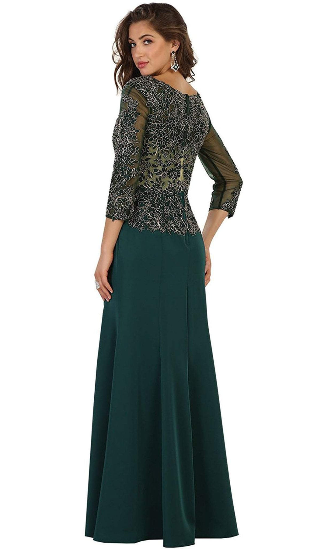 May Queen - MQ1505 Quarter Length Sleeve Lace Sheath Evening Dress Mother of the Bride Dresses
