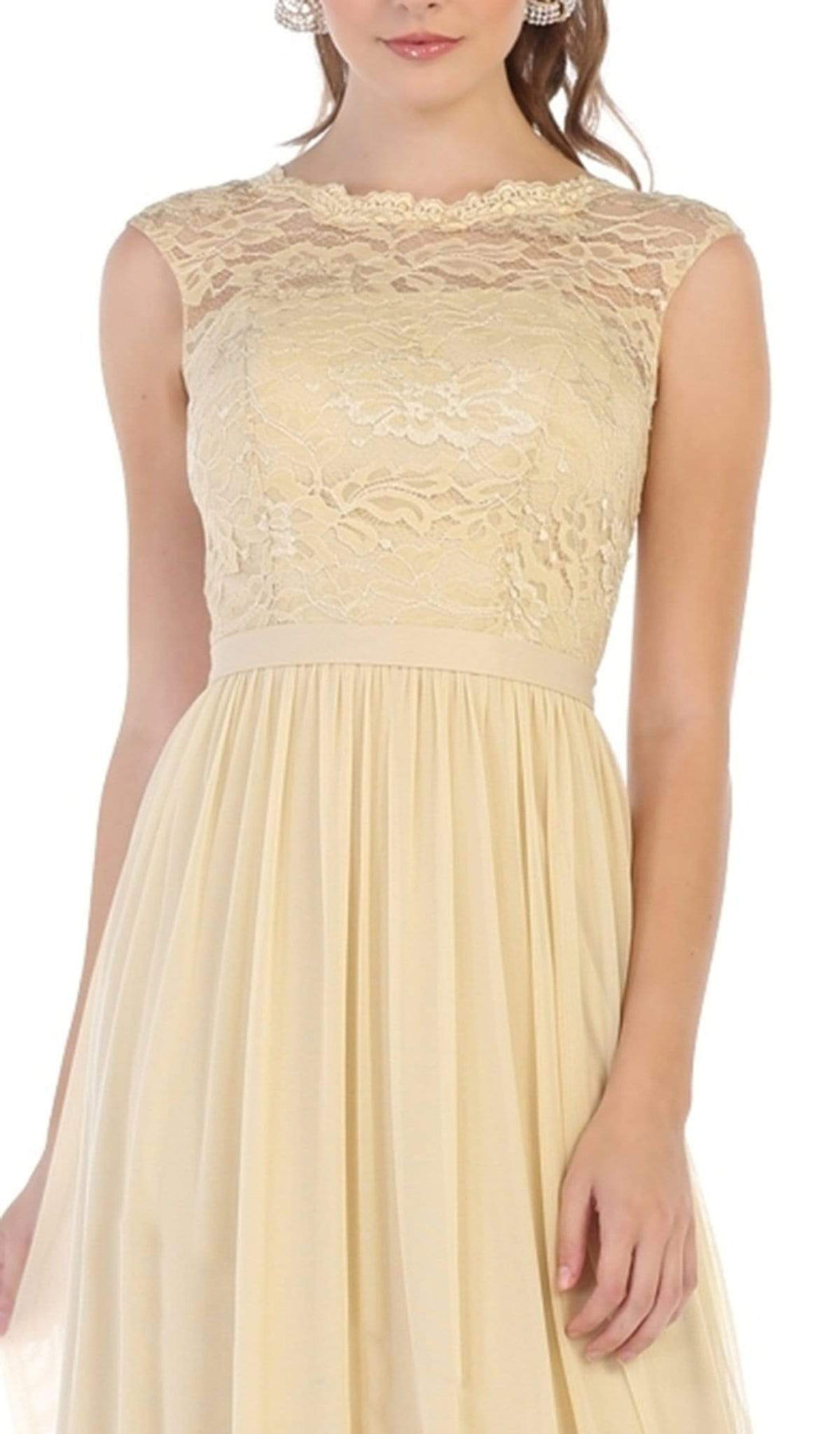 May Queen - MQ1590 Lace Cap Sleeve Bateau A-line Dress Bridesmaid Dresses