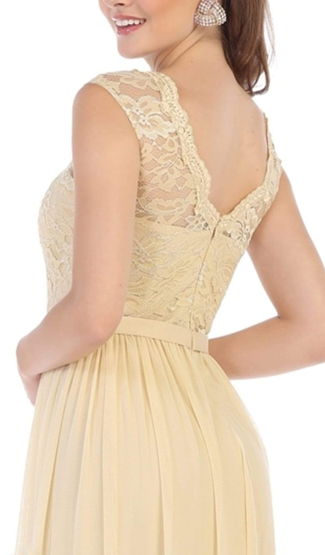 May Queen - MQ1590 Lace Cap Sleeve Bateau A-line Dress Bridesmaid Dresses