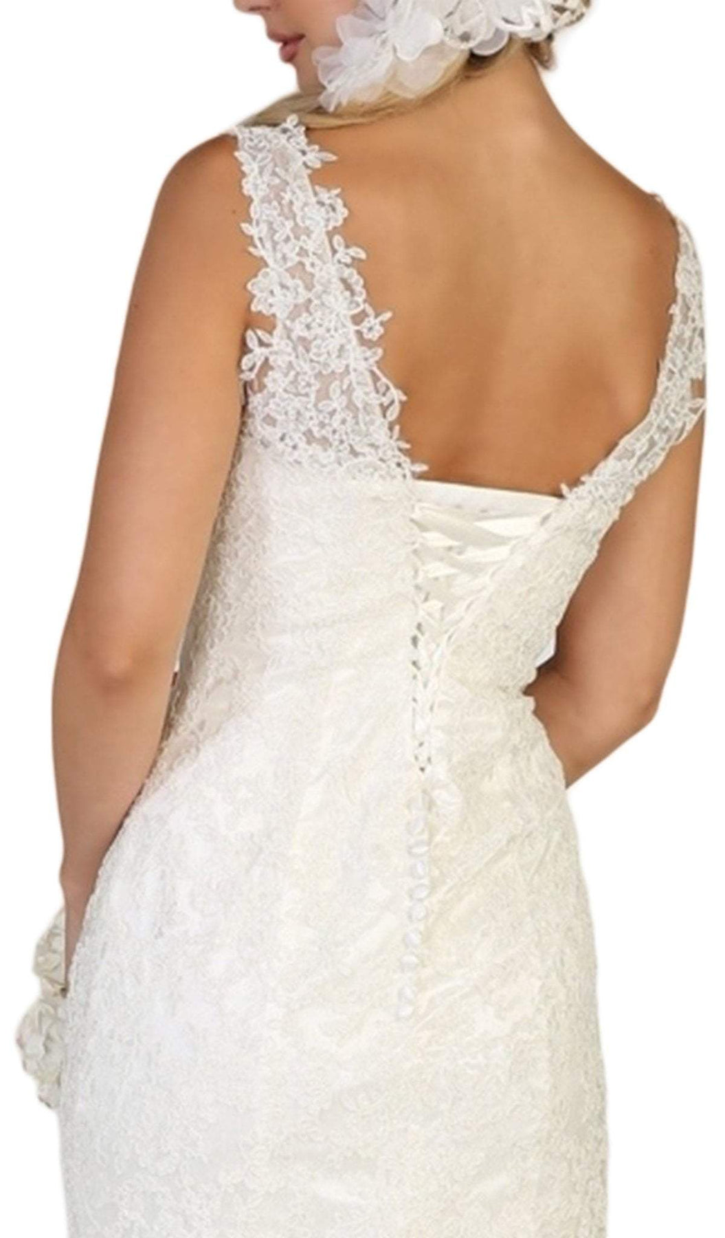 May Queen - MQ1598 Embroidered V-neck Mermaid Dress With Train Bridesmaid Dresses