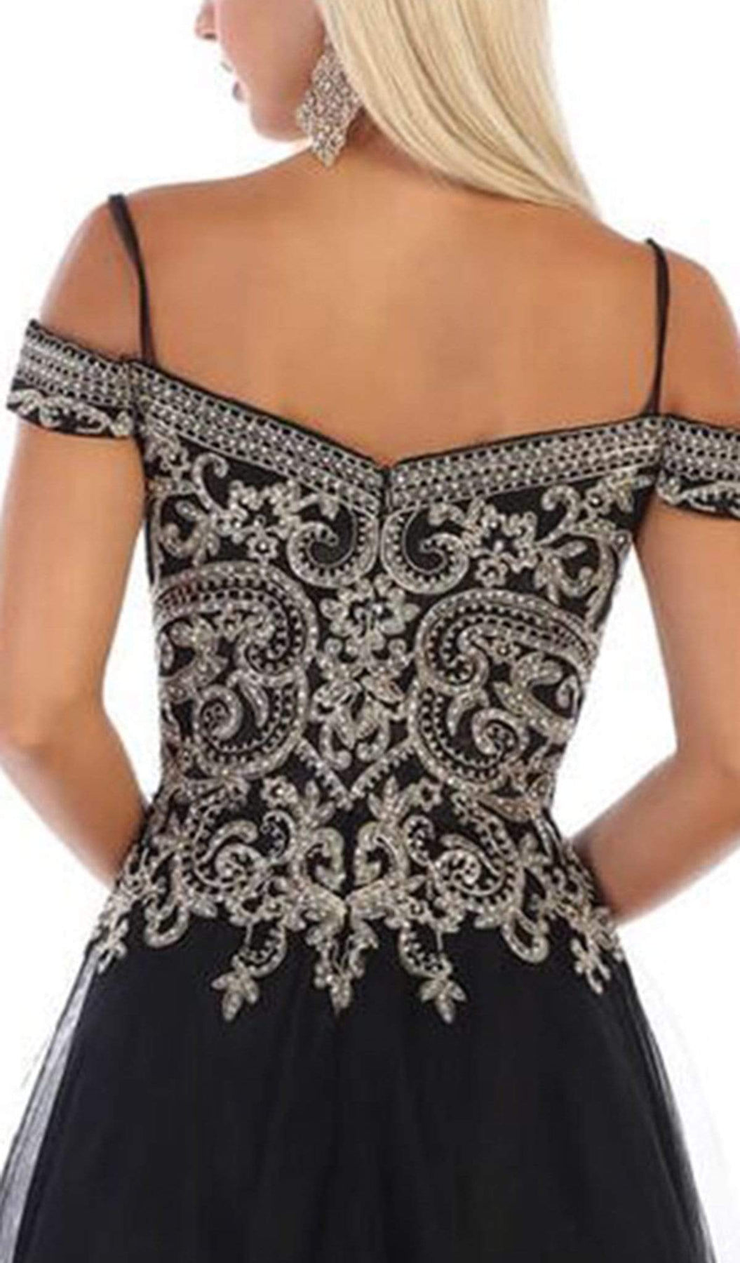 May Queen - MQ1626 Jeweled Applique Bodice Off Shoulder Gown Bridesmaid Dresses
