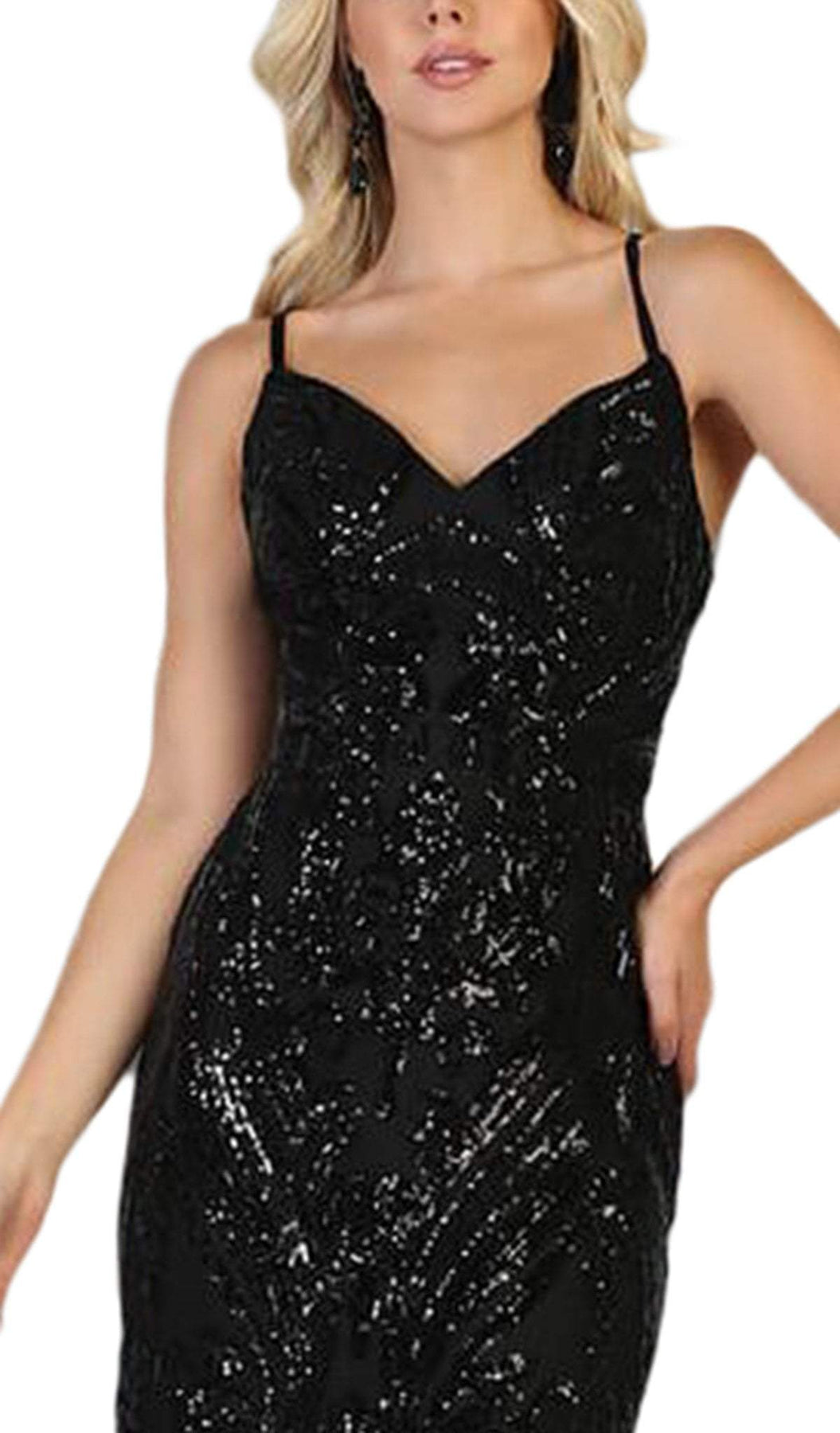 May Queen - MQ1648 Embellished V-neck Trumpet Dress Special Occasion Dress