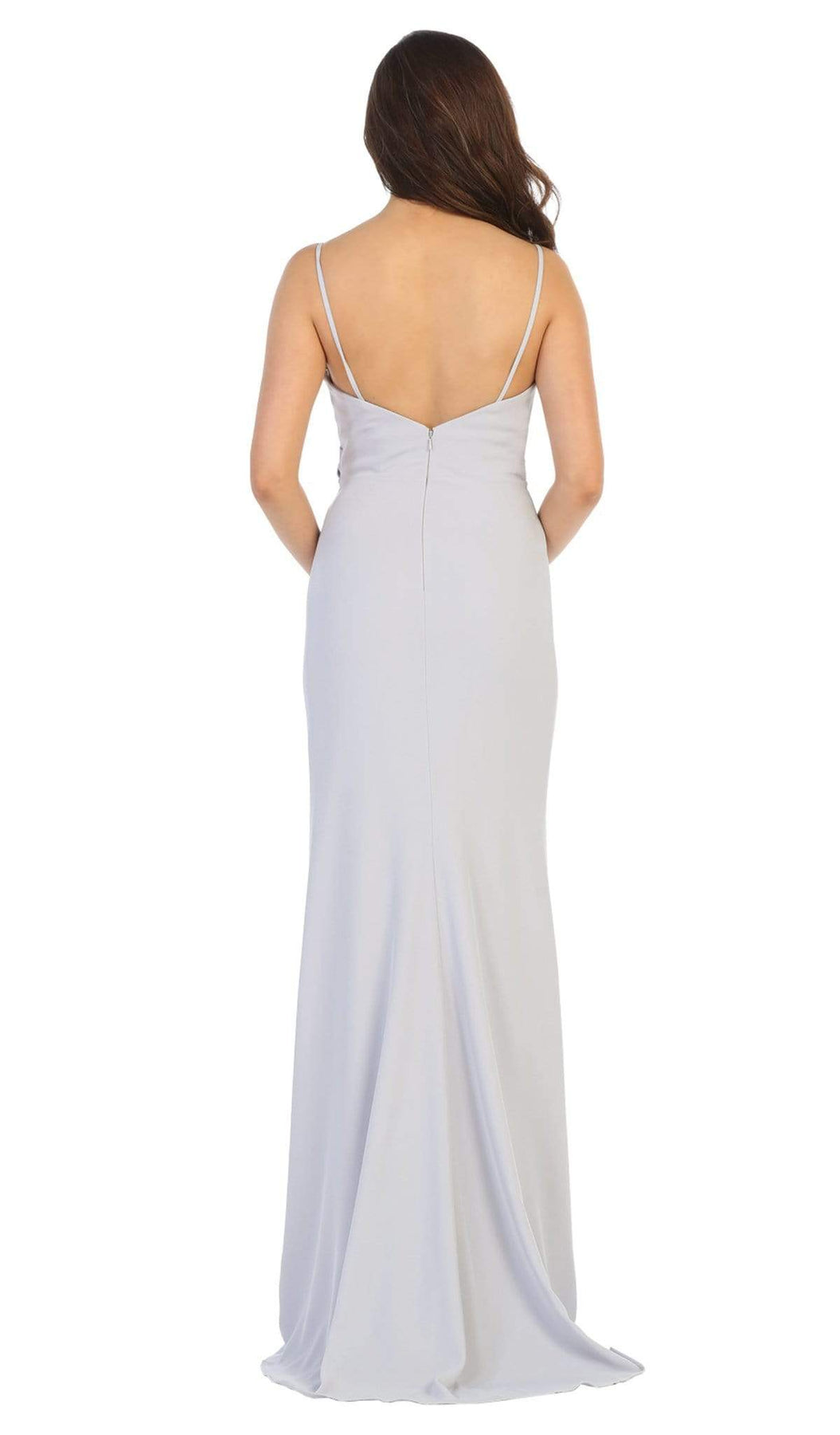 May Queen - MQ1666 Draping Surplice Bodice High Slit Gown Bridesmaid Dresses