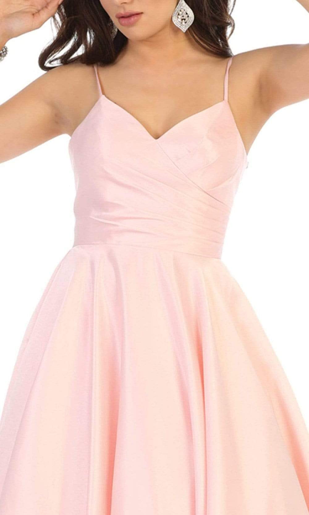 May Queen - MQ1678 Spaghetti Straps Corset Back Long Satin Gown Bridesmaid Dresses