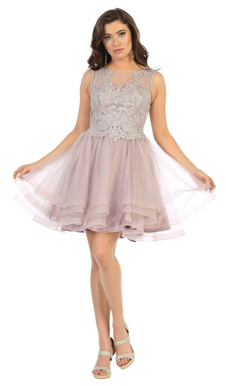 bateau neckline cocktail dress May Queen