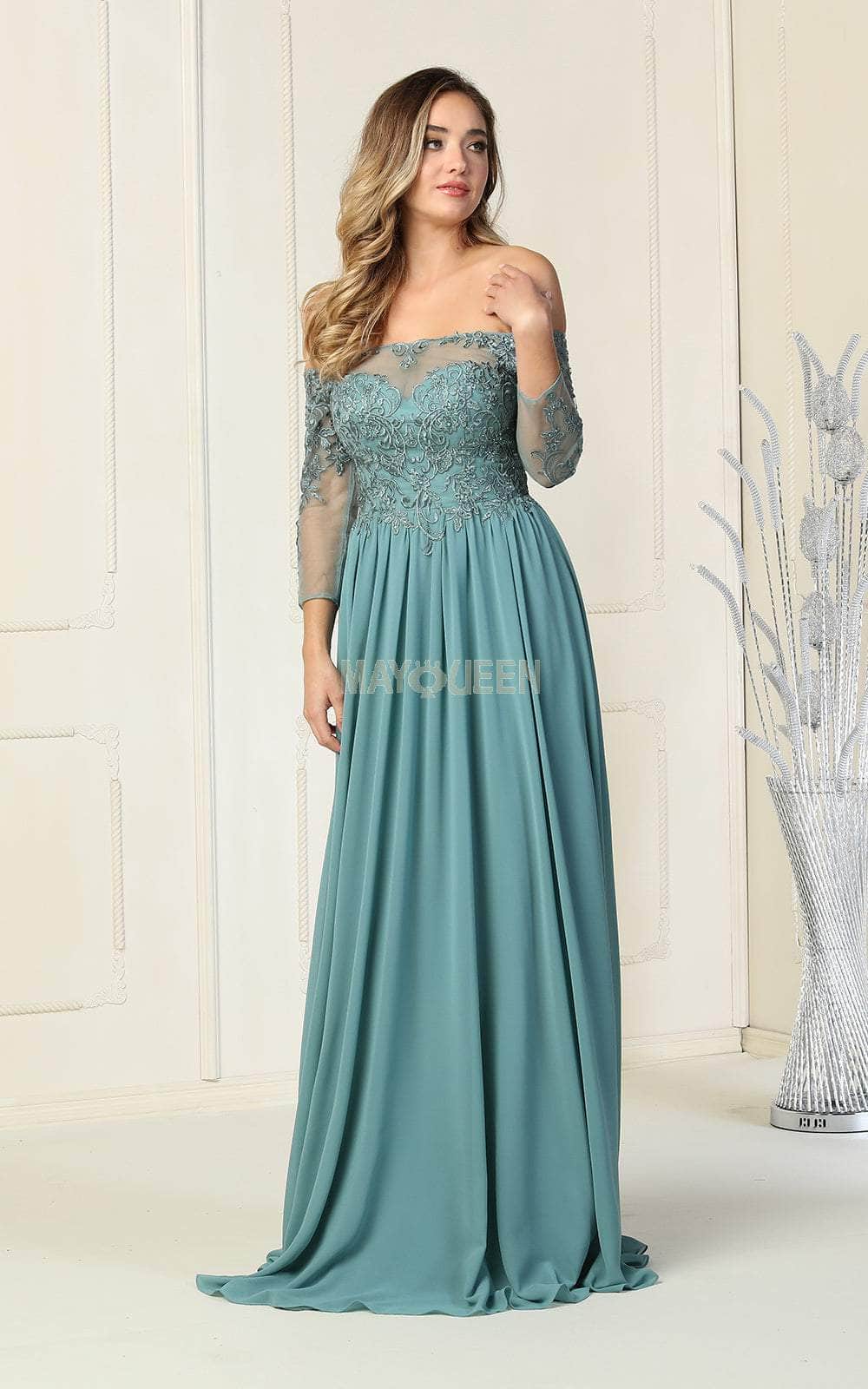 May Queen MQ1853 - Laced Off-Shoulder Dress Special Occasion Dress