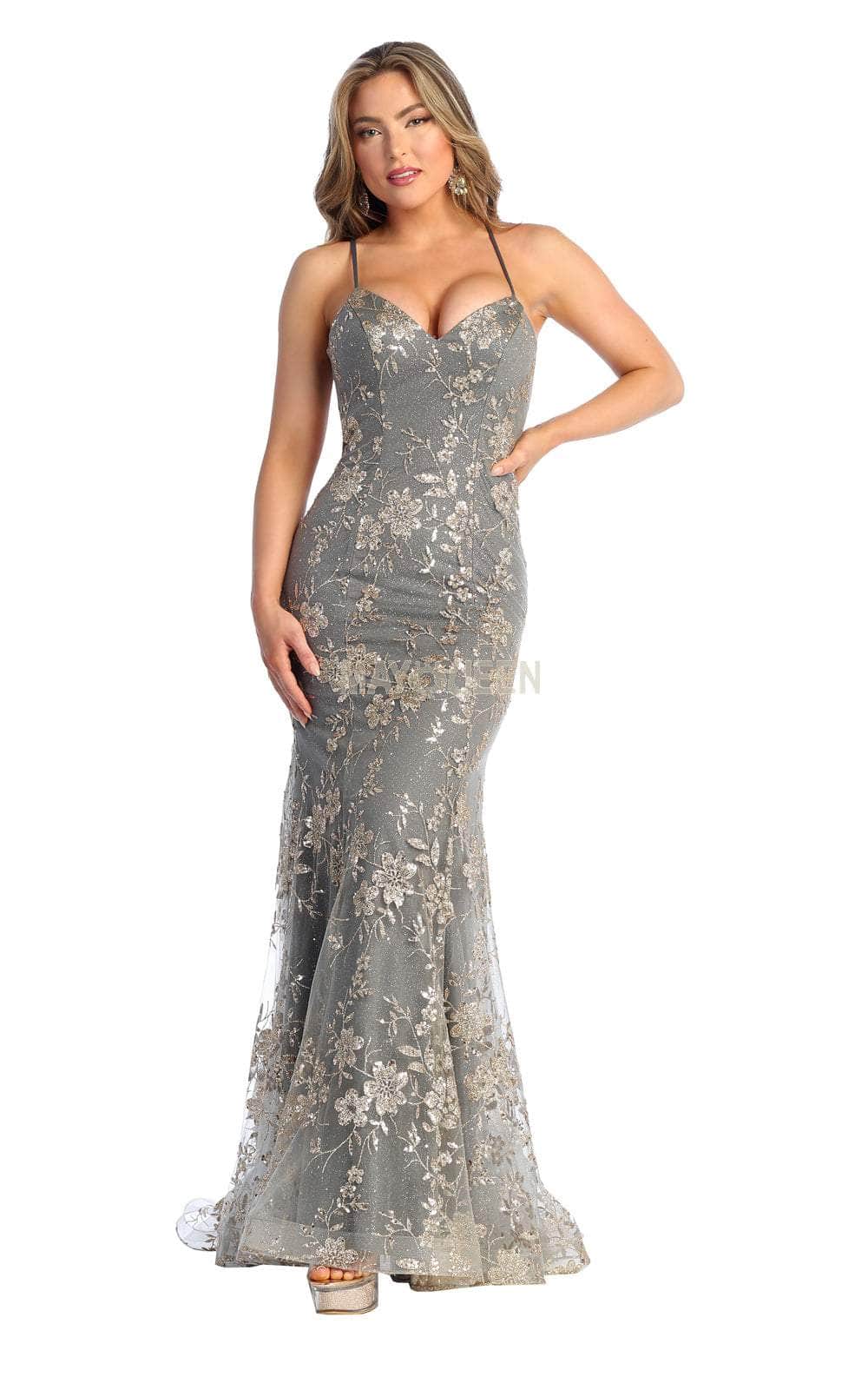 May Queen MQ1922 - Embroidered Cutout Back Dress Special Occasion Dress