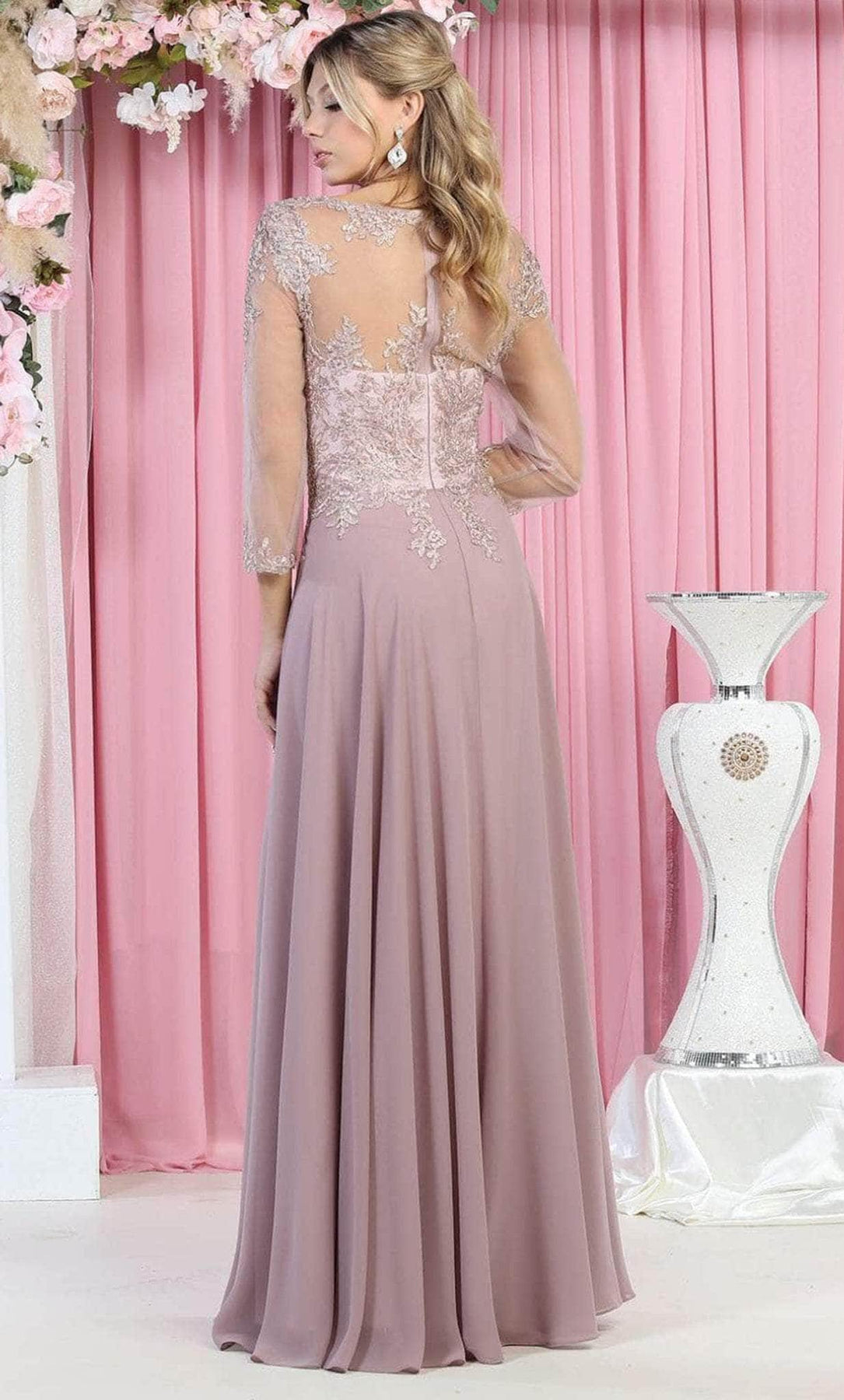 May Queen MQ1929 - Quarter Sleeve Sweetheart A Evening Dress Evening Dresses