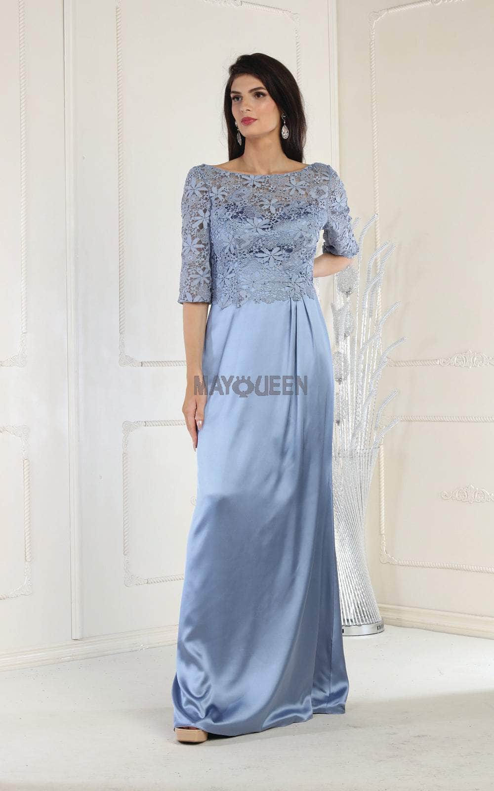 May Queen MQ1969 Embroidered Mother Of The Bride Gown - Sage / M May Queen MQ1969 Embroidered Mother Of The Bride Gown - Sage / M