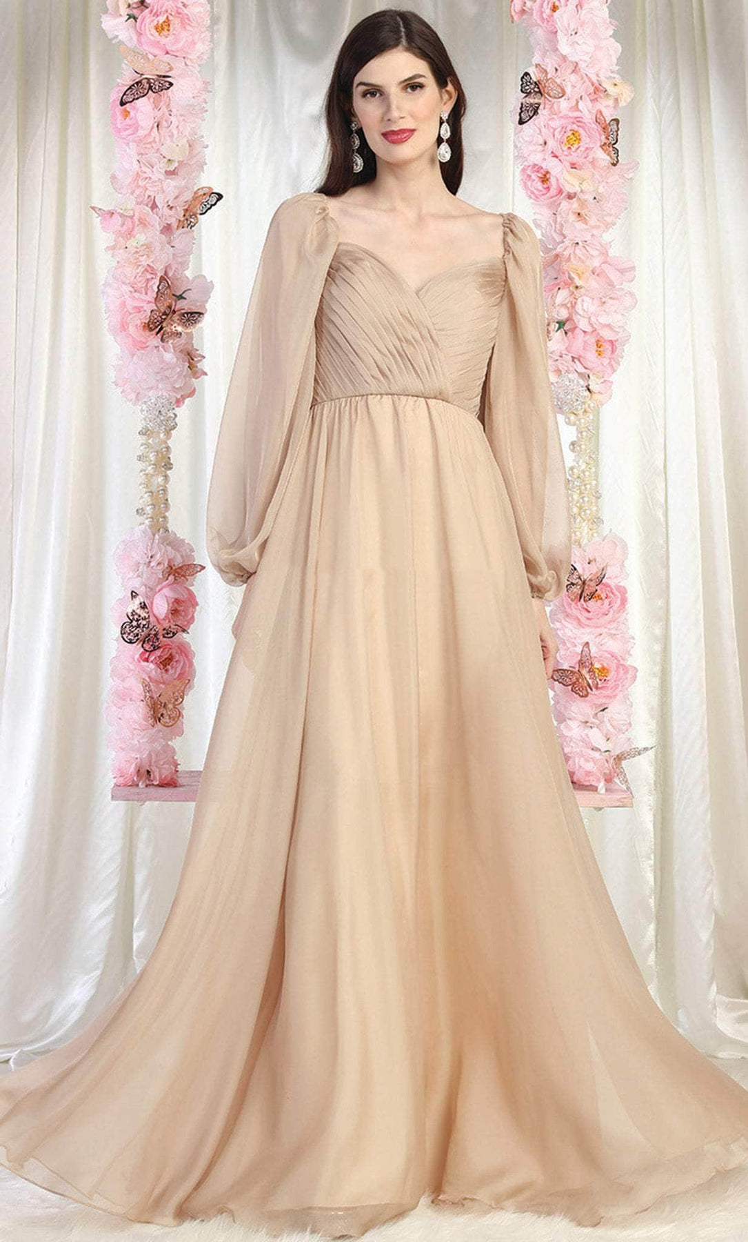 May Queen MQ1990 - Sweetheart Pleated Evening Gown Evening Dresses 4 / Champagne