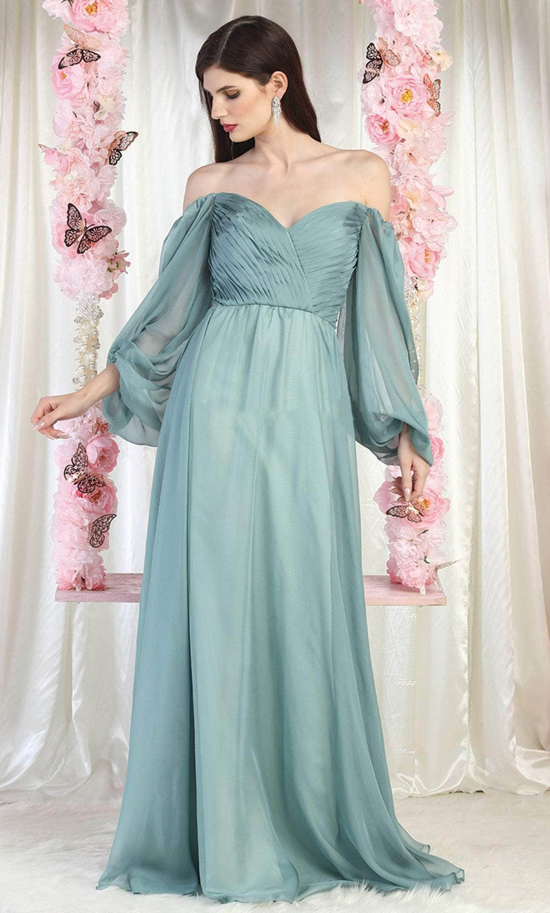 May Queen MQ1990 - Sweetheart Pleated Evening Gown Evening Dresses 4 / Sage