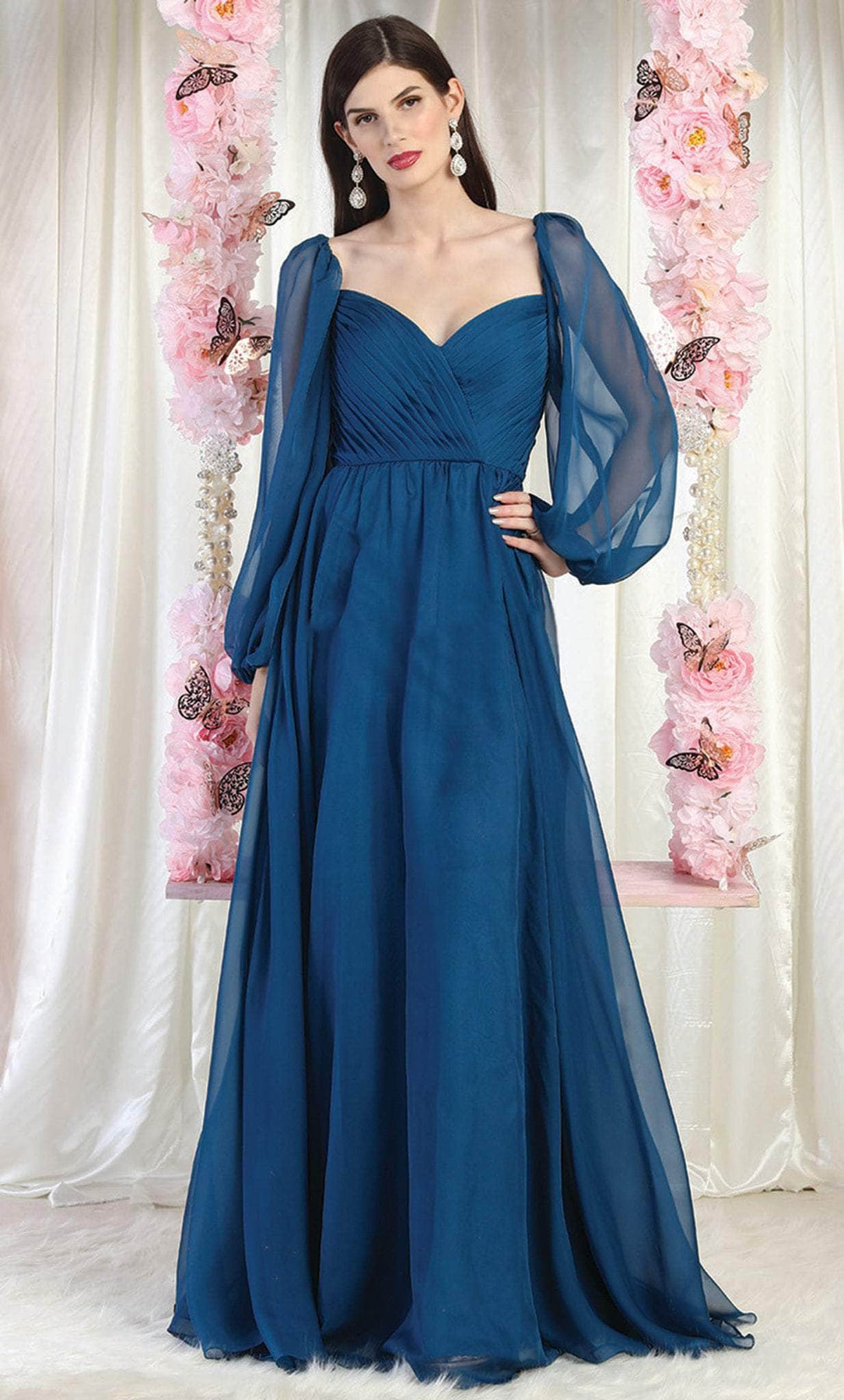 May Queen MQ1990 - Sweetheart Pleated Evening Gown Evening Dresses 4 / Tealblue