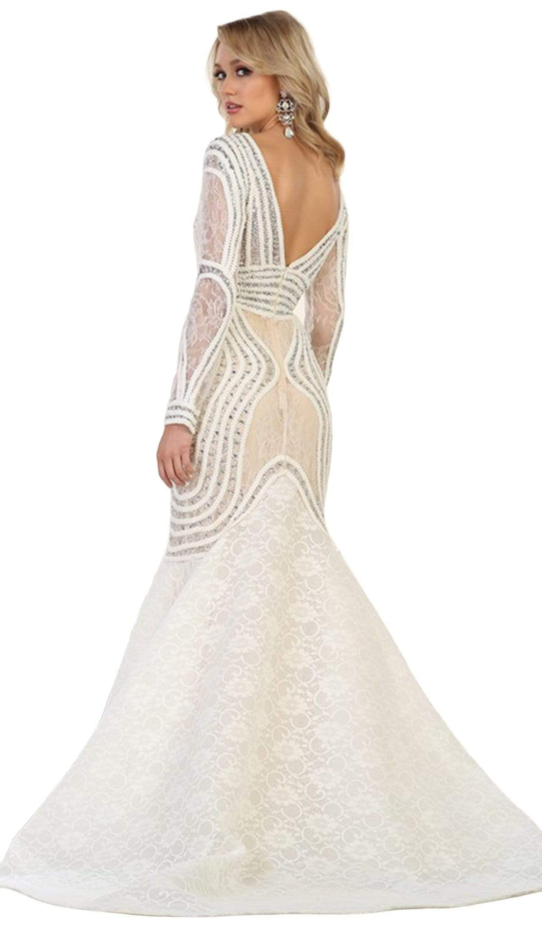 May Queen - RQ7515 Lace Embellished Bateau Mermaid Gown Special Occasion Dress