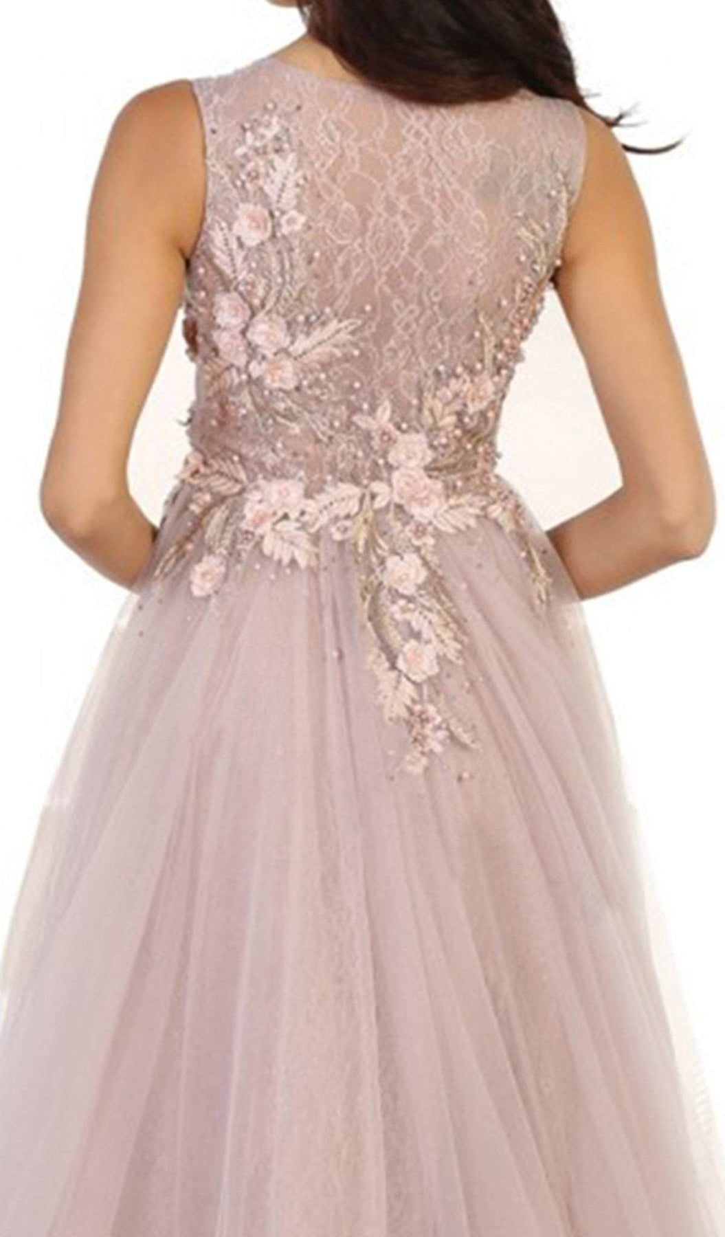 May Queen - RQ7527 Sleeveless Pearl Embellished Evening Gown Ball Gowns