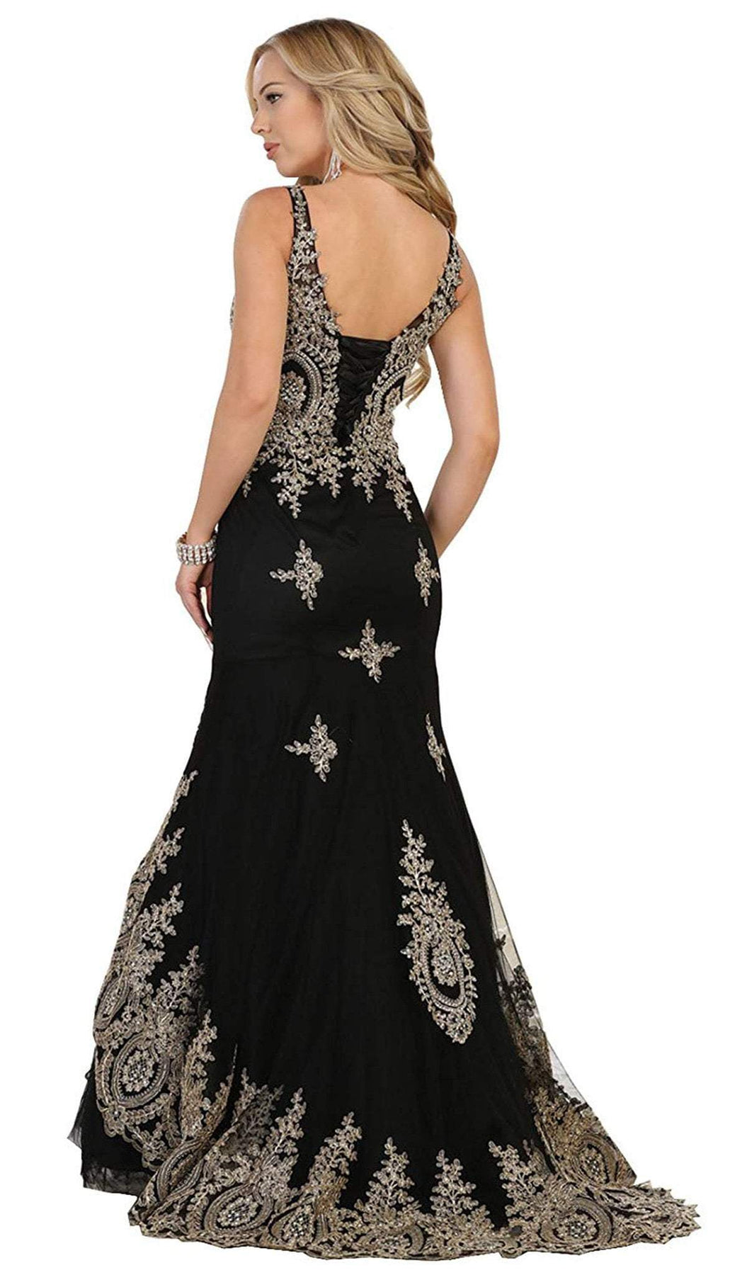 May Queen - RQ7546 Gilded Illusion Scoop Trumpet Dress Special Occasion Dress