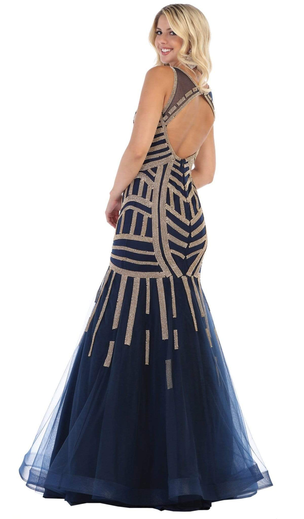 May Queen - RQ7646 Sequin Embellished Illusion Scoop Gown Special Occasion Dress