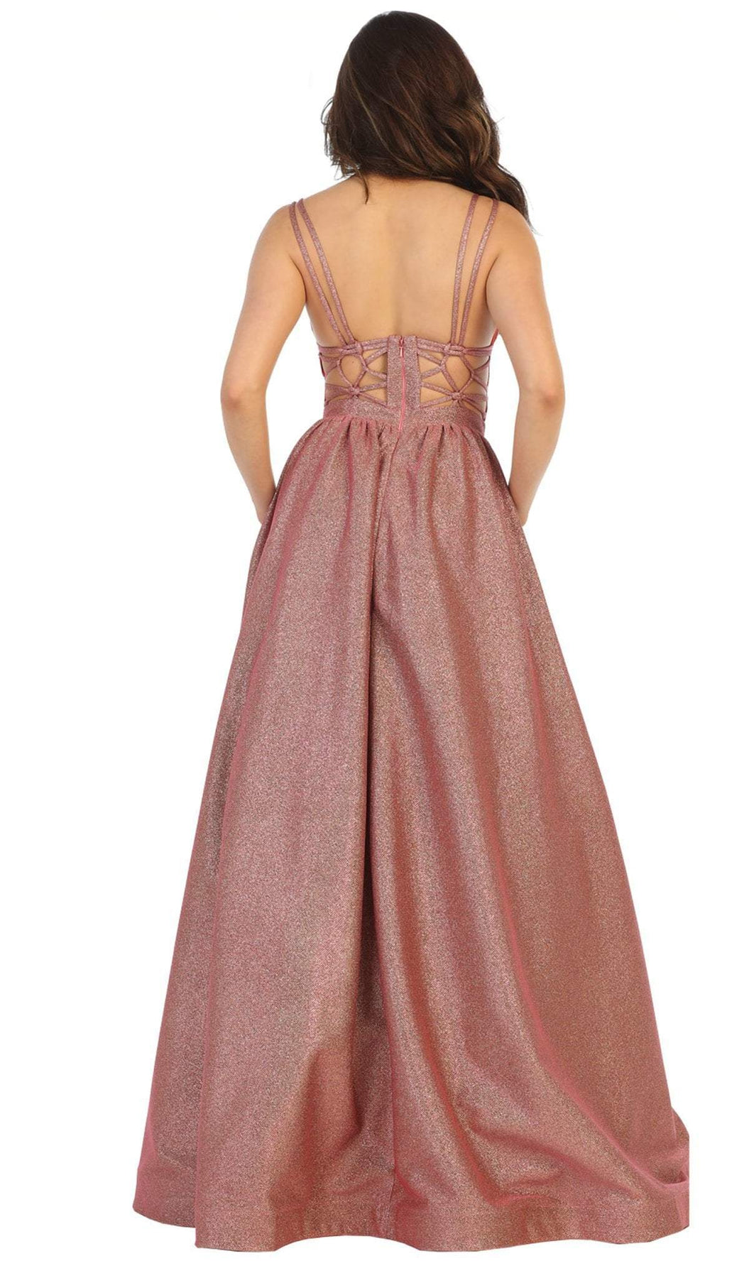 May Queen - RQ7748 Strappy Plunging V-Neck Dress Evening Dresses