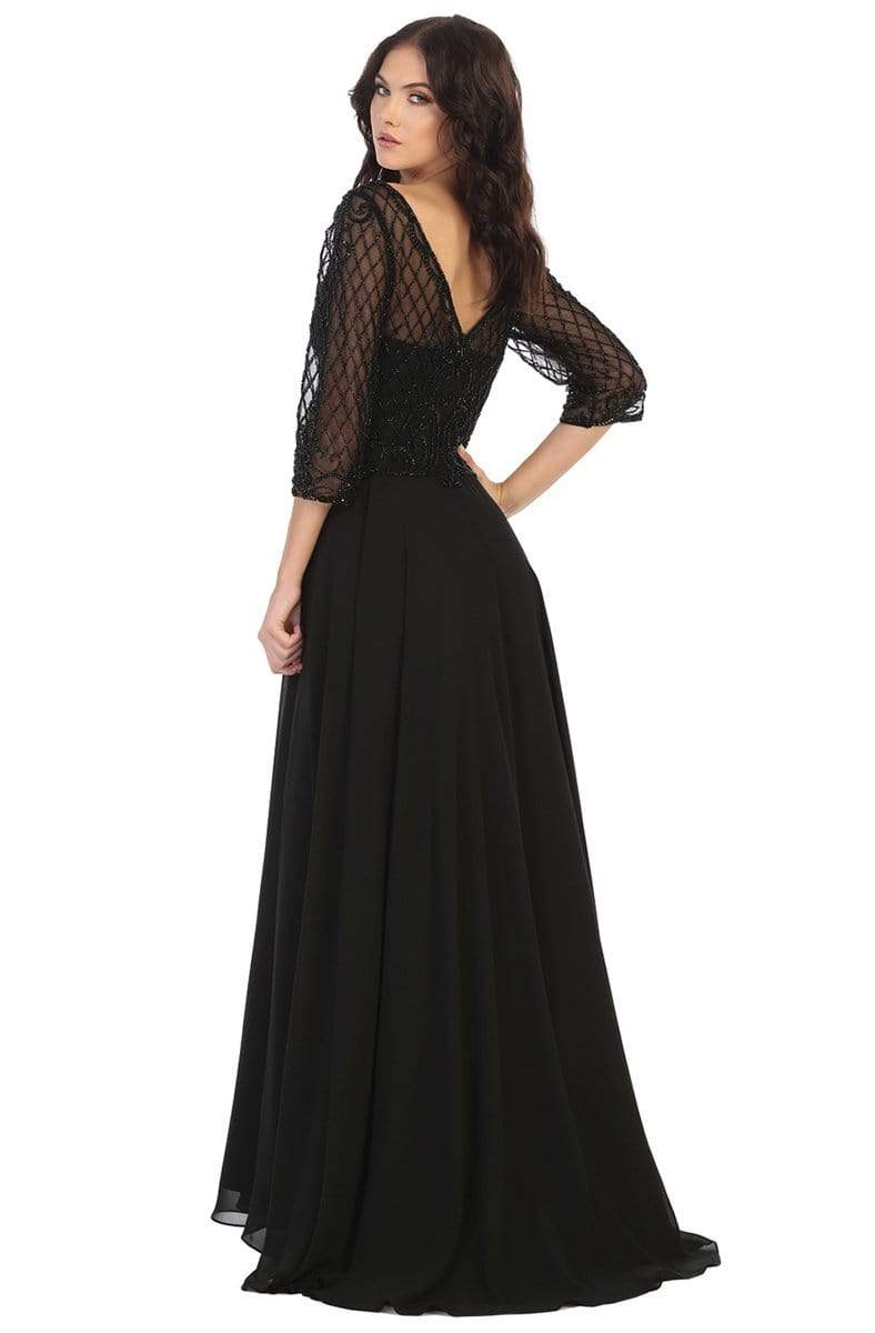 May Queen - RQ7821 Embellished Bateau A-line Dress Mother of the Bride Dresses