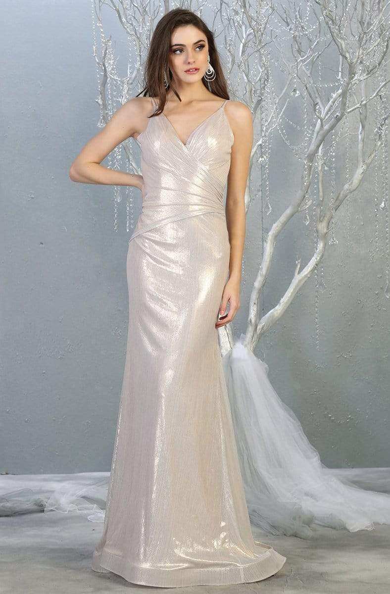 May Queen RQ7838 - Long Trumpet Dress - Sleeveless, Wrapped Bodice, Spaghetti Straps, Trumpet Skirt, Open Back, Ruched Back, Sweep Train ADASA May Queen RQ7838 - Long Trumpet Dress - Sleeveless, Wrapped Bodice, Spaghetti Straps, Trumpet Skirt, Open Back, Ruched Back, Sweep Train ADASA