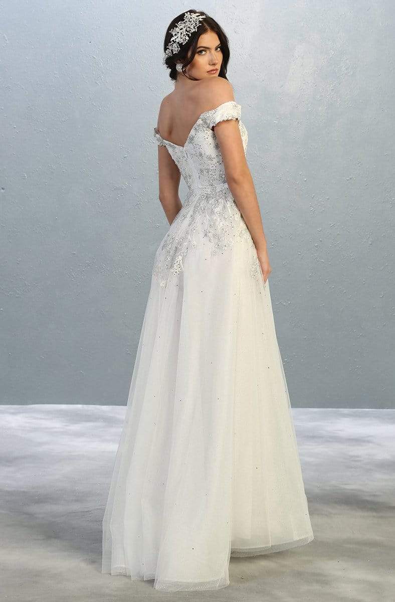 May Queen - RQ7850 Floral Appliqued A-Line Dress Prom Dresses