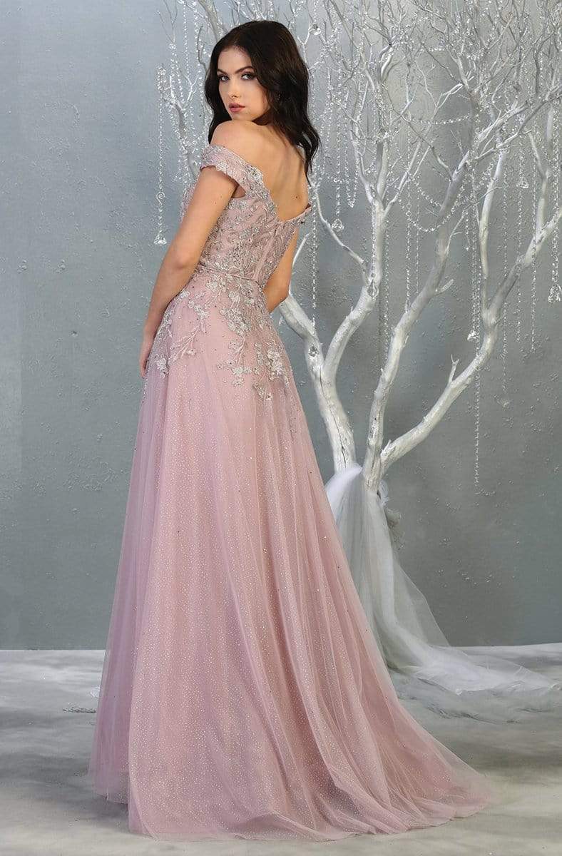 May Queen - RQ7850 Floral Appliqued A-Line Dress Prom Dresses