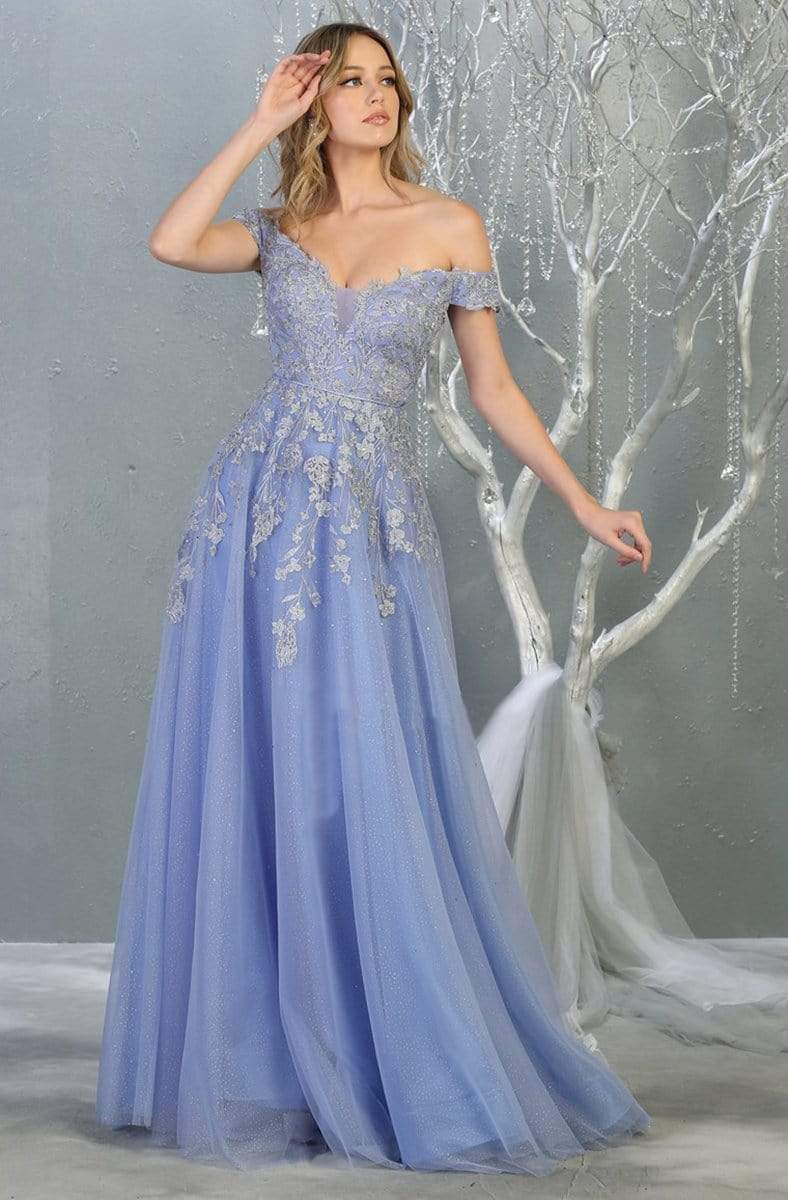 May Queen - RQ7850 Floral Appliqued A-Line Dress Prom Dresses