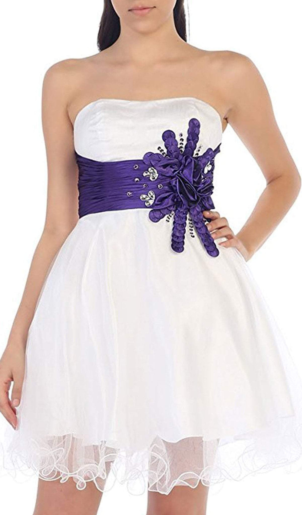 May Queen - Sequined Strapless Semi-sweetheart Short Tulle Cocktail Dress Special Occasion Dress