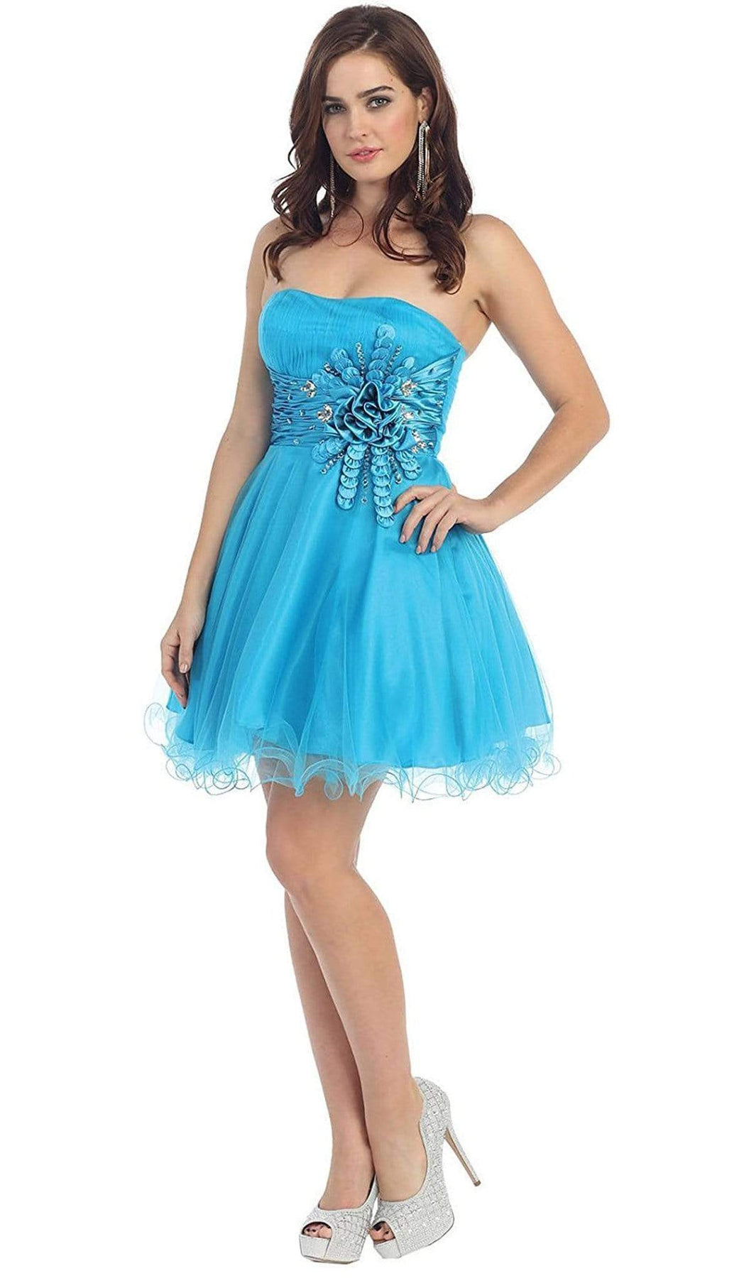 May Queen - Sequined Strapless Semi-sweetheart Short Tulle Cocktail Dress Special Occasion Dress