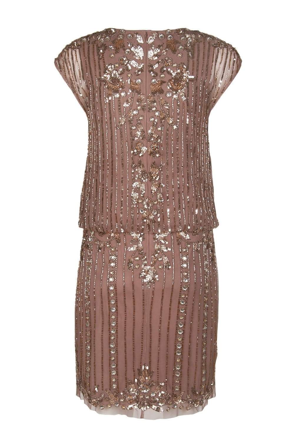 Aidan Mattox - MD1E202853 Embellished Cap Sleeve Sheath Dress In Brown