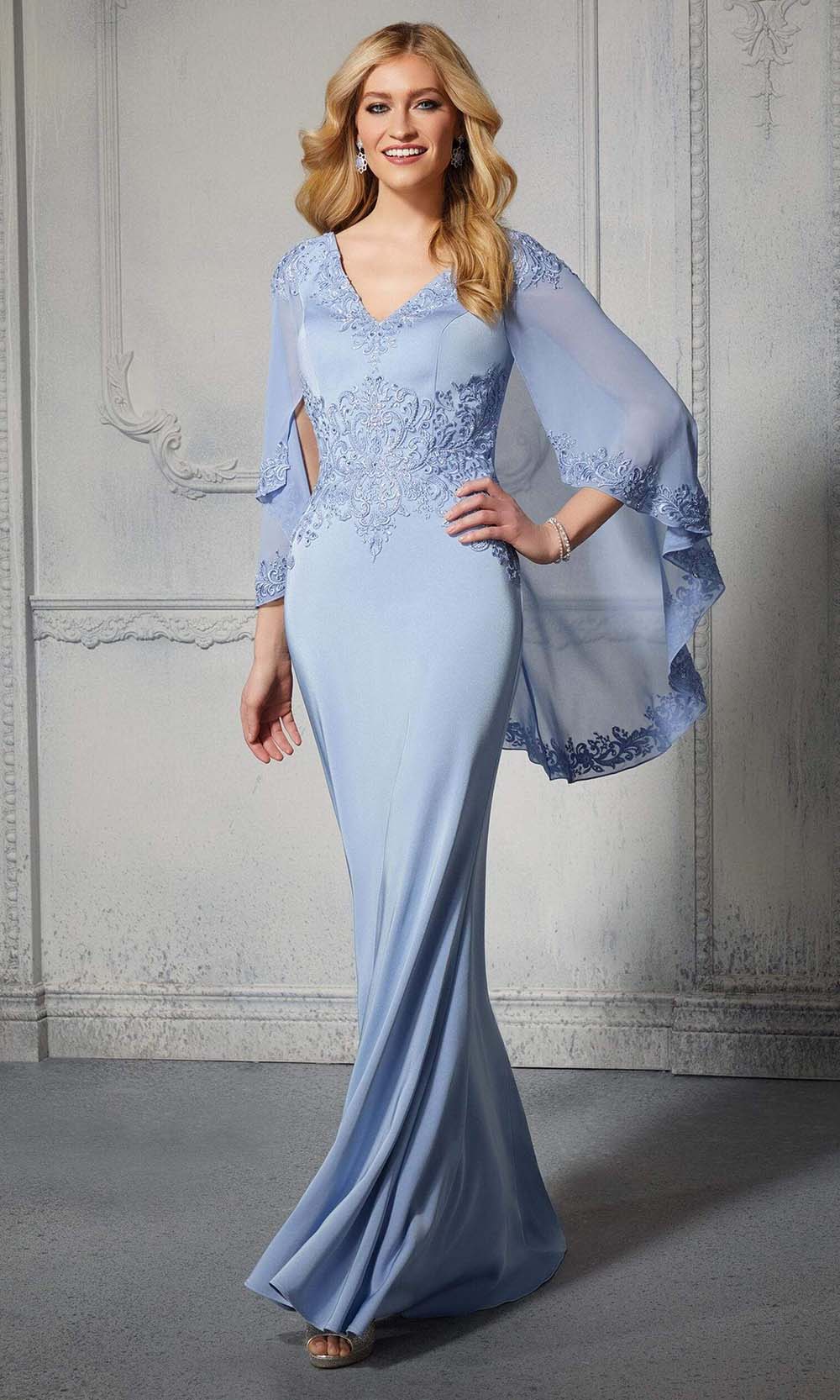 MGNY By Mori Lee - 72401 V-Neck Embroidered Evening Dress MGNY By Mori Lee - 72401 V-Neck Embroidered Evening Dress