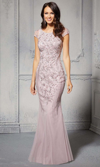 MGNY By Mori Lee - 72405SC Embroidered Fit Trumpet Gown In Pink