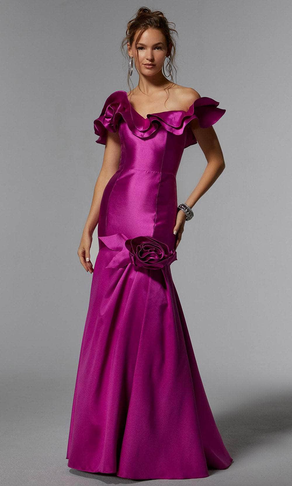 MGNY by Mori Lee 72928 - Flounce Accent Evening Dress Prom Dress 00 /  Berry