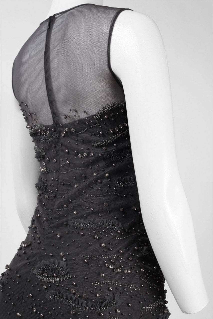 Mignon - Illusion Ornate Mesh Trumpet Gown VM1364 in Gray