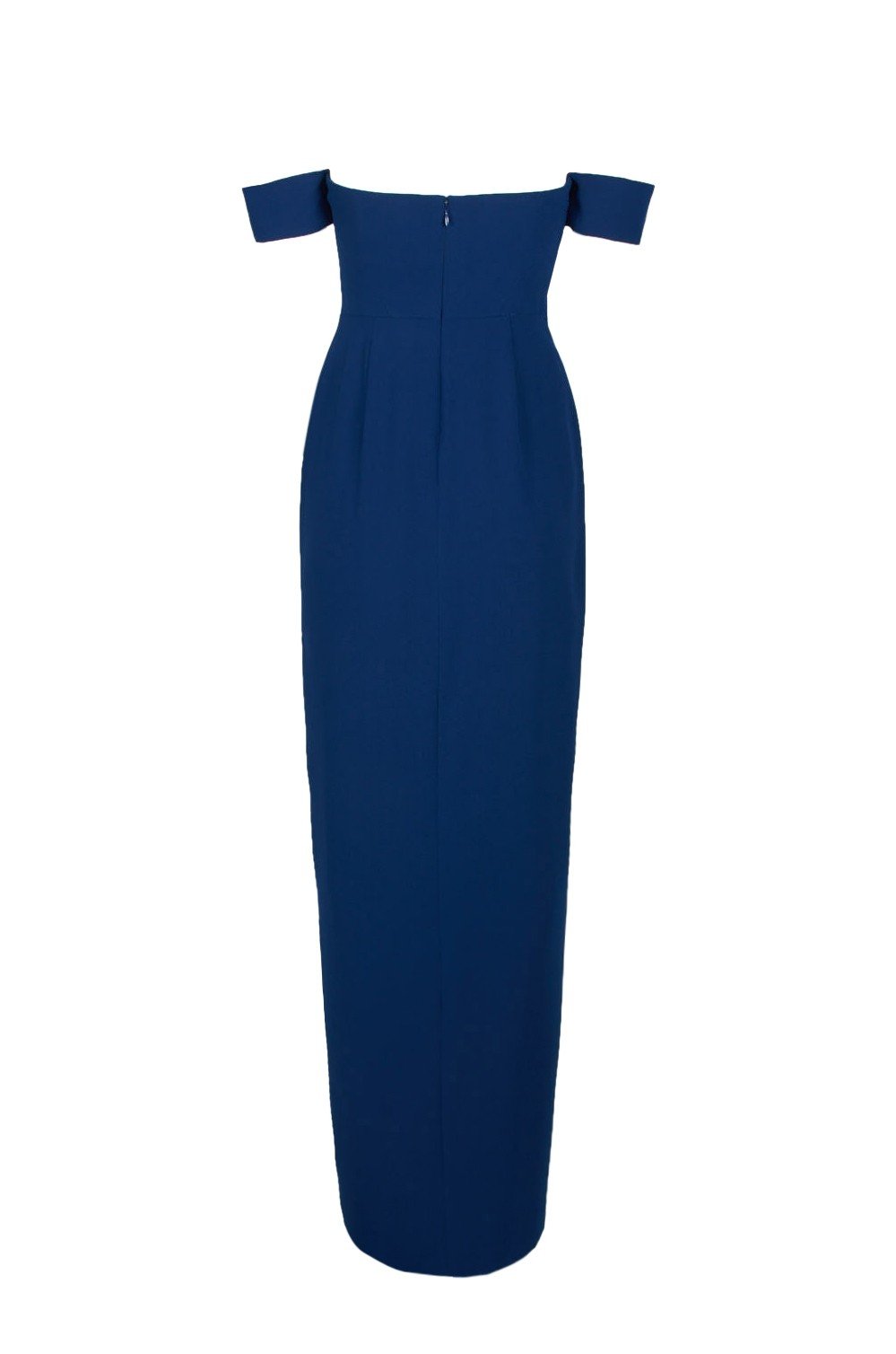 Aidan Mattox - MN1E201813 Off-Shoulder Solid Crepe Column Dress In Blue