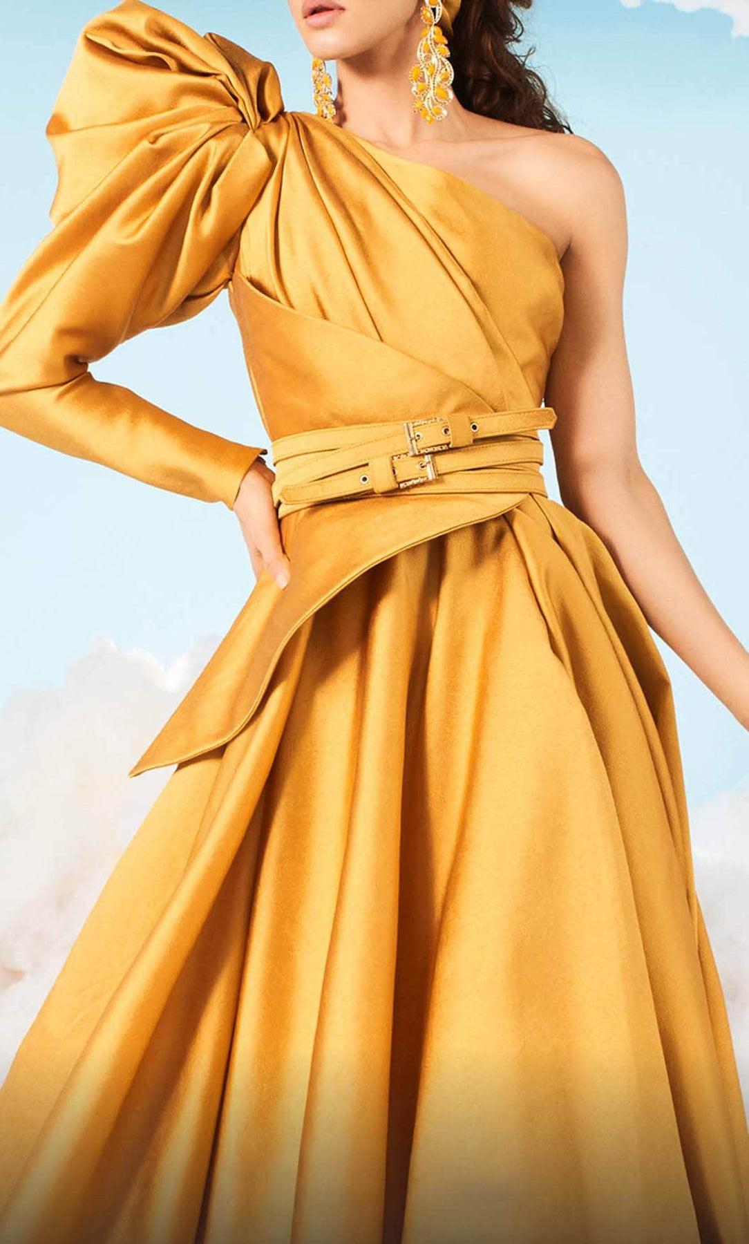 MNM Couture 2636 - One Shoulder Puffed A-line Gown Evening Dresses