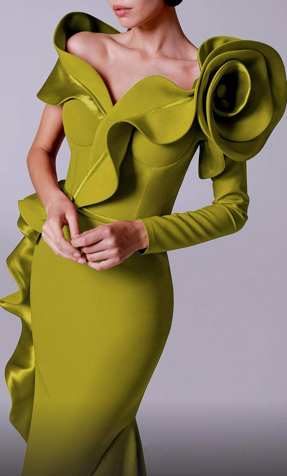 MNM Couture 2714 - Ruffled Rosette Evening Gown Evening Dresses