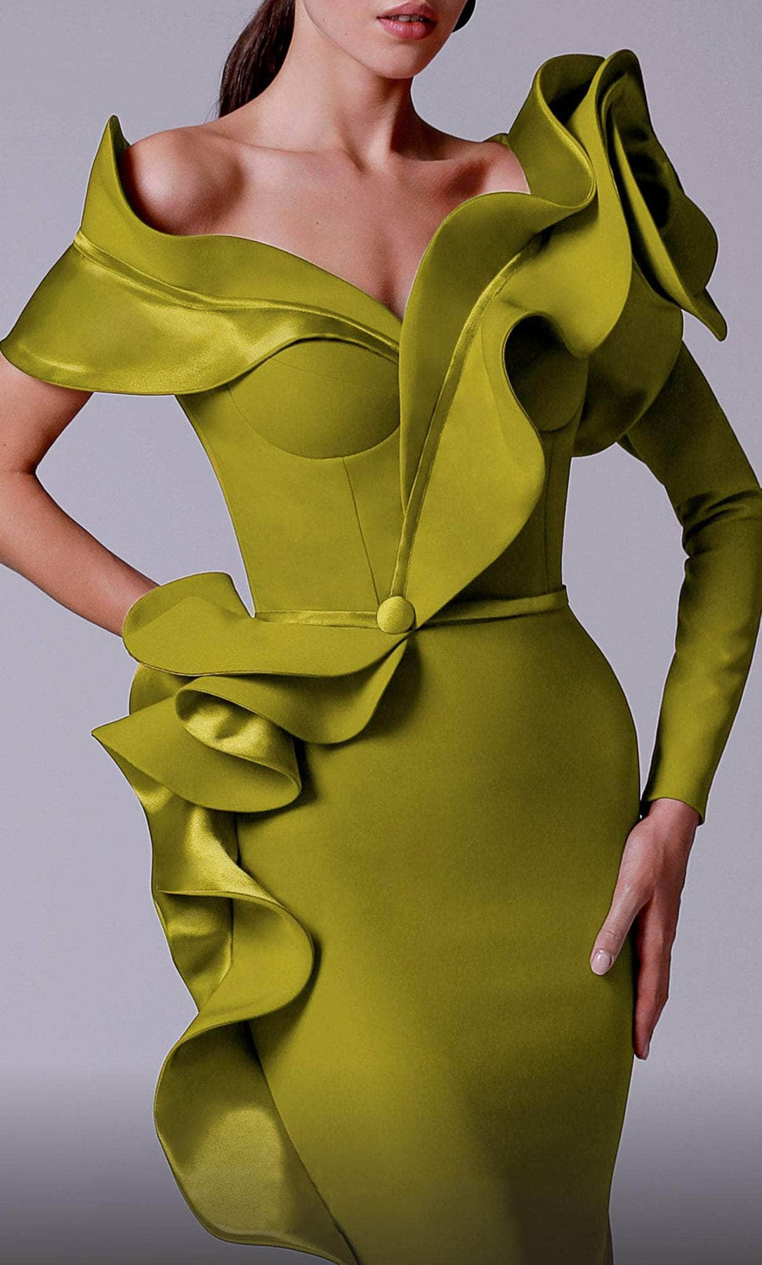 MNM Couture 2714 - Ruffled Rosette Evening Gown Evening Dresses