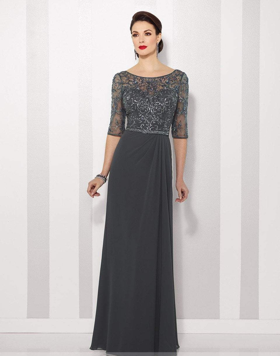 charcoal chiffon dress ASOS Design Puff Sleeve Chiffon Midaxi Dress in charcoal gray-Multi