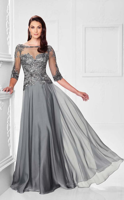 Montage by Mon Cheri - 117901W A-Line Gown In Pewter