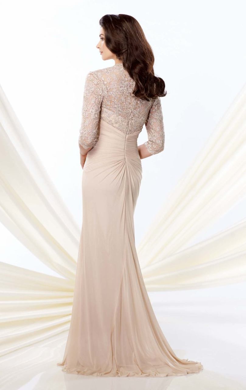 Montage by Mon Cheri - A-Line Evening Gown with Lace Mock Wrap 214943 In Neutral