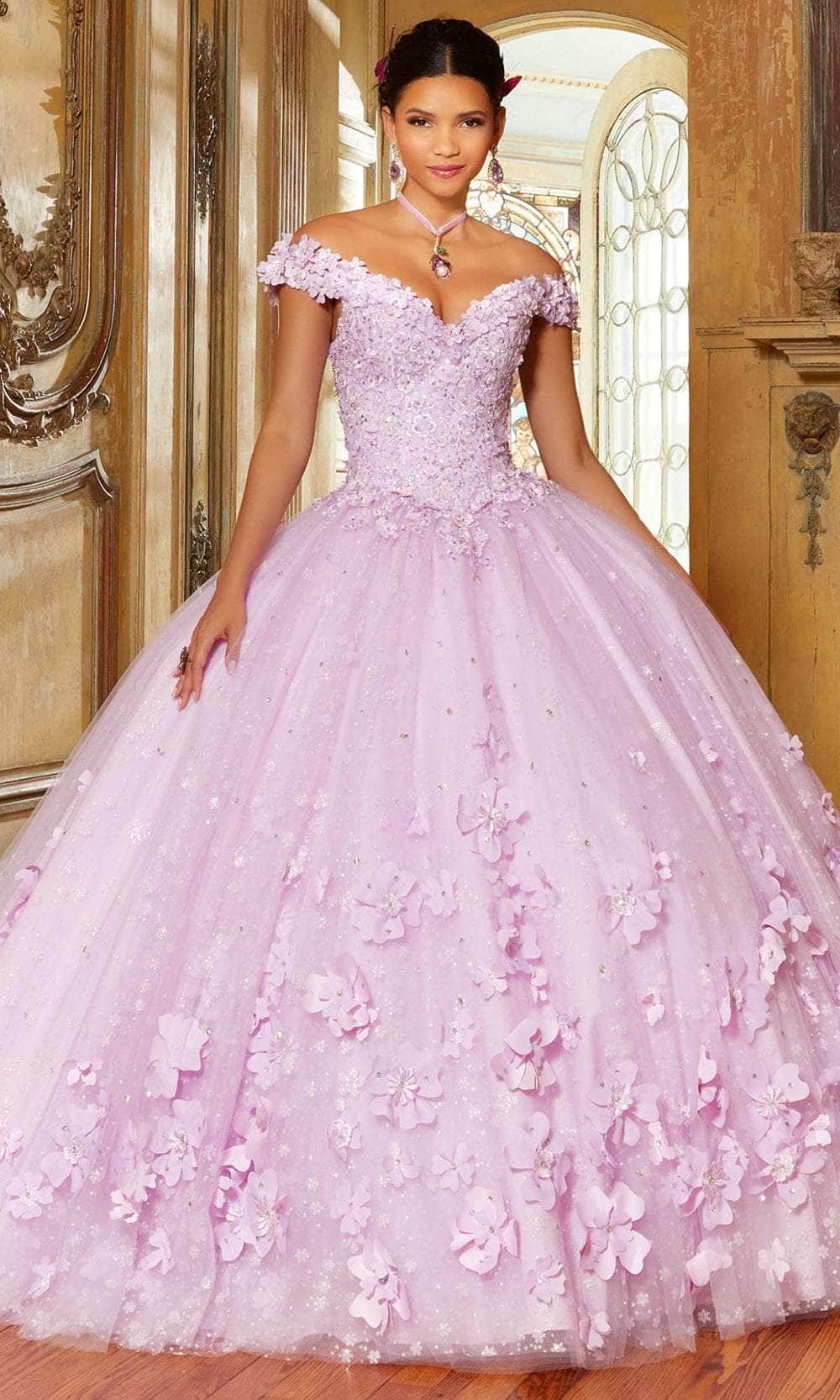 Mori Lee 34063 - 3D Florals Quinceanera Ballgown Quinceanera Dresses 00 / Lt.Purple