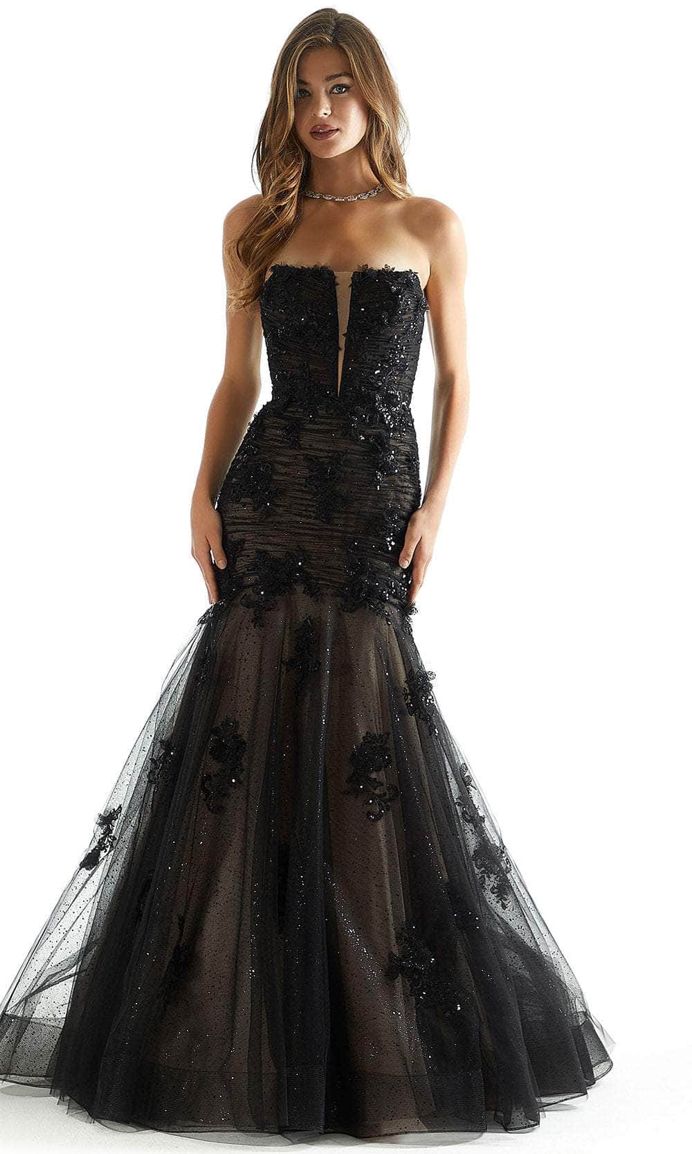 Mori Lee 49008 - 3D Floral Mermaid Prom Dress Prom Dress 00 /  Black / Nude